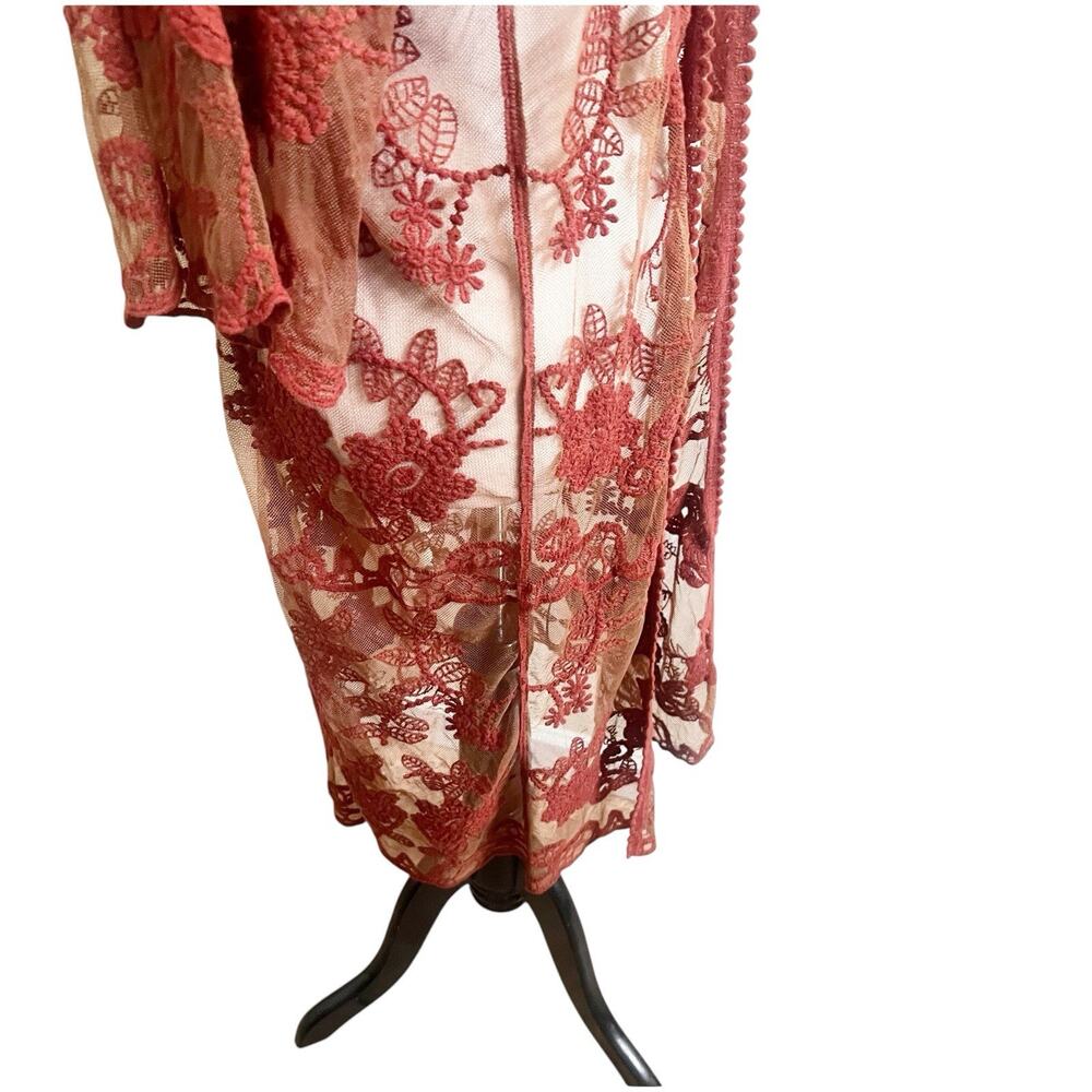 Shyanne Embroidered Cardigan Womens O/S Brown Resort Beachy Coastal Boho Western - Picture 5 of 14